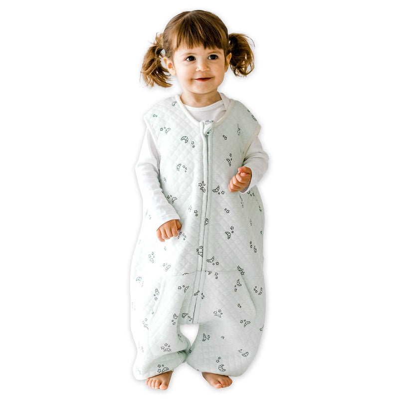 Tealbee Dreamsuit Toddler Sleep Sack with Feet - Walker Sleep Bag with Legs, Rayon made from Bamboo, Summer 0.8 TOG, 2-Way Zipper, 12m-2T - Croissant - Image 1